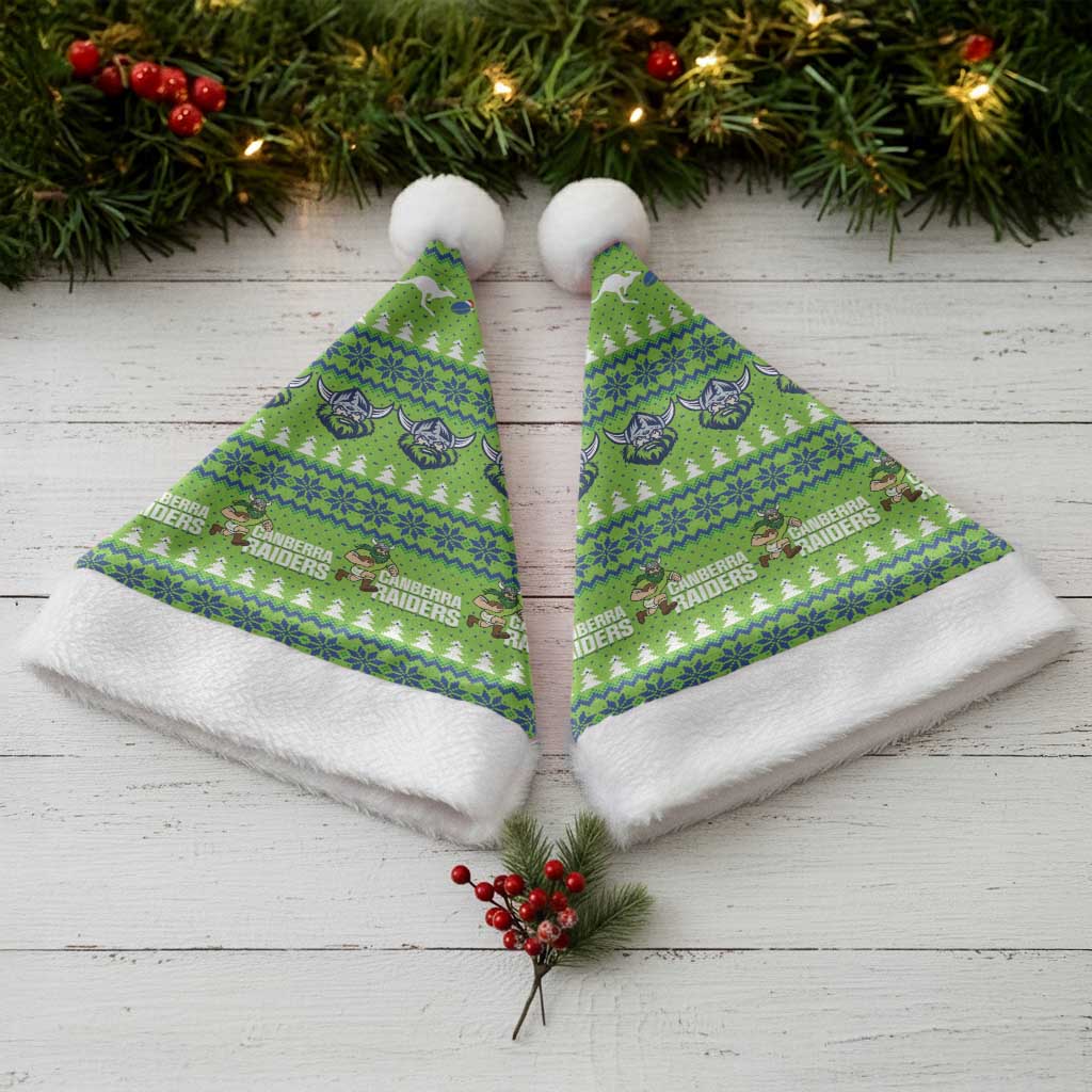 Raiders Rugby Christmas Santa Hat Merry Xmas Canberra Cardigan Style - Aussie Hoodie
