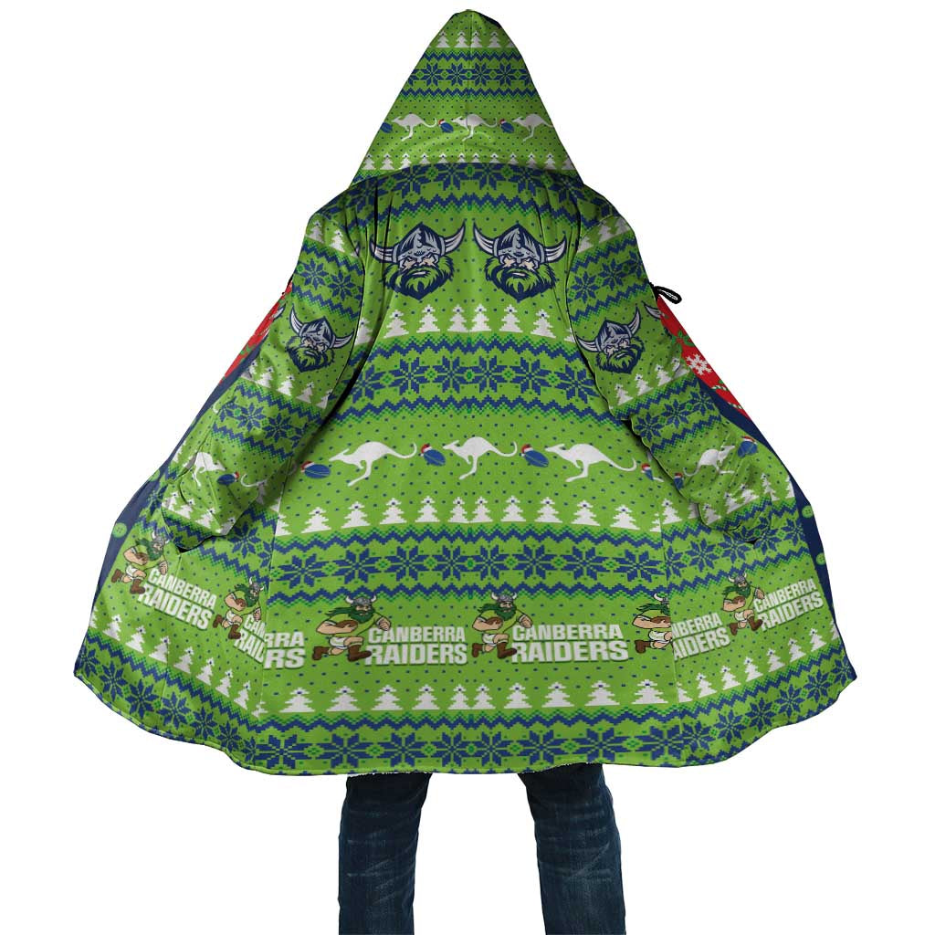 Raiders Rugby Christmas Cloak Merry Xmas Canberra Cardigan Style - Aussie Hoodie