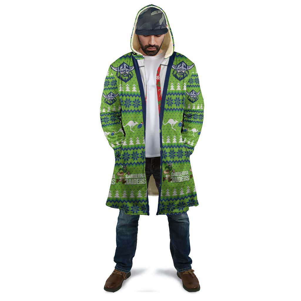Raiders Rugby Christmas Cloak Merry Xmas Canberra Cardigan Style - Aussie Hoodie