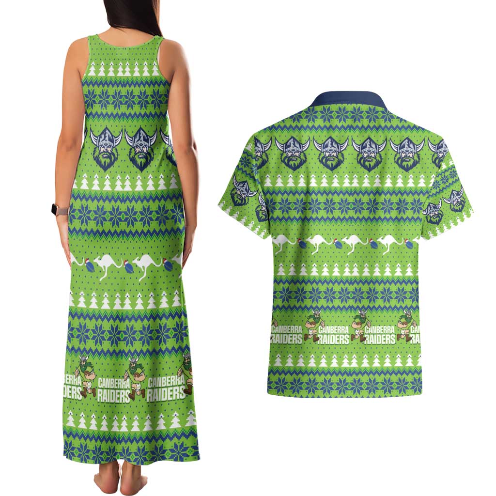 Raiders Rugby Christmas Couples Matching Tank Maxi Dress and Hawaiian Shirt Merry Xmas Canberra Cardigan Style - Aussie Hoodie