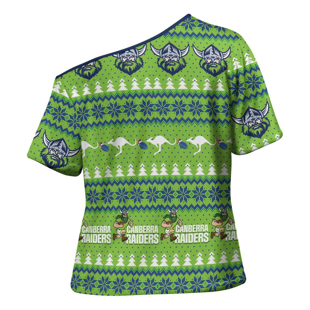 Raiders Rugby Christmas Cross Shoulder Shirt Merry Xmas Canberra Cardigan Style - Aussie Hoodie