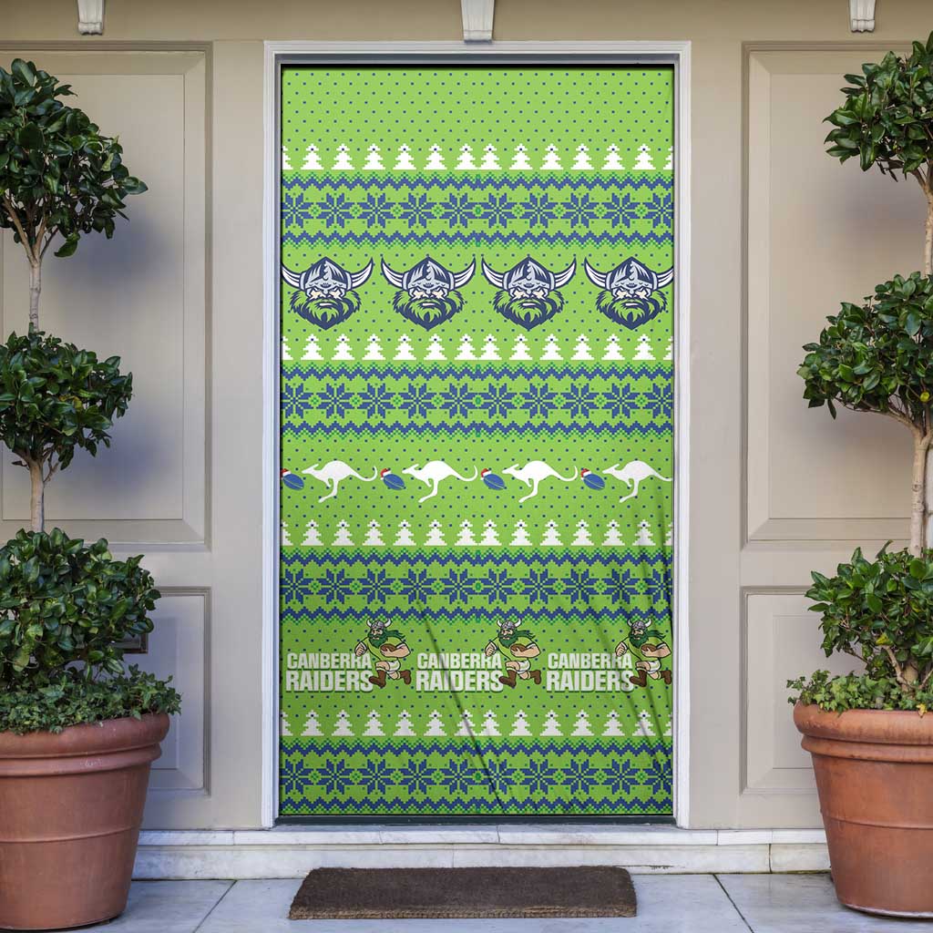 Raiders Rugby Christmas Door Cover Merry Xmas Canberra Cardigan Style - Aussie Hoodie