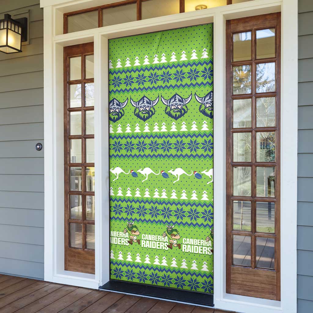 Raiders Rugby Christmas Door Cover Merry Xmas Canberra Cardigan Style - Aussie Hoodie