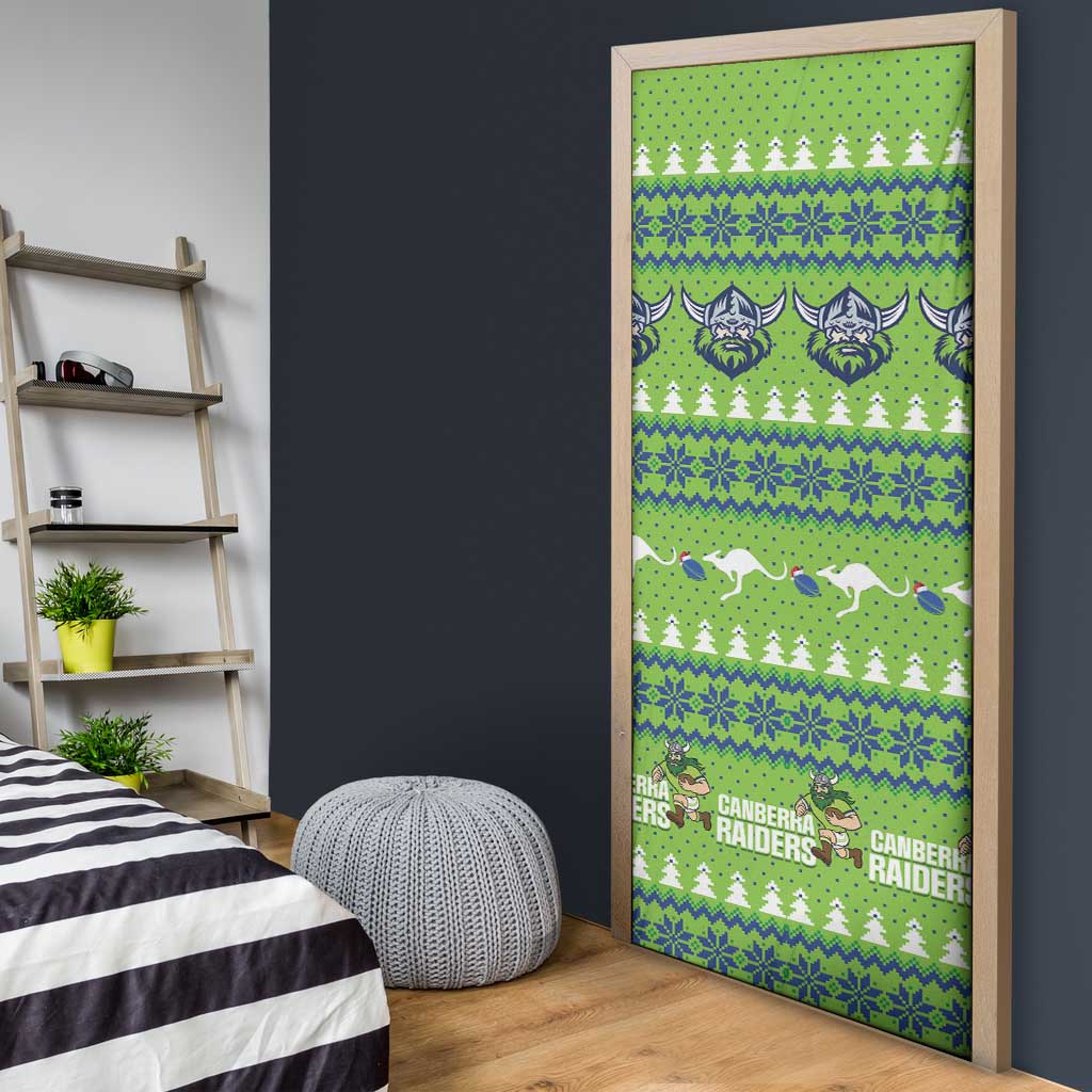 Raiders Rugby Christmas Door Cover Merry Xmas Canberra Cardigan Style - Aussie Hoodie