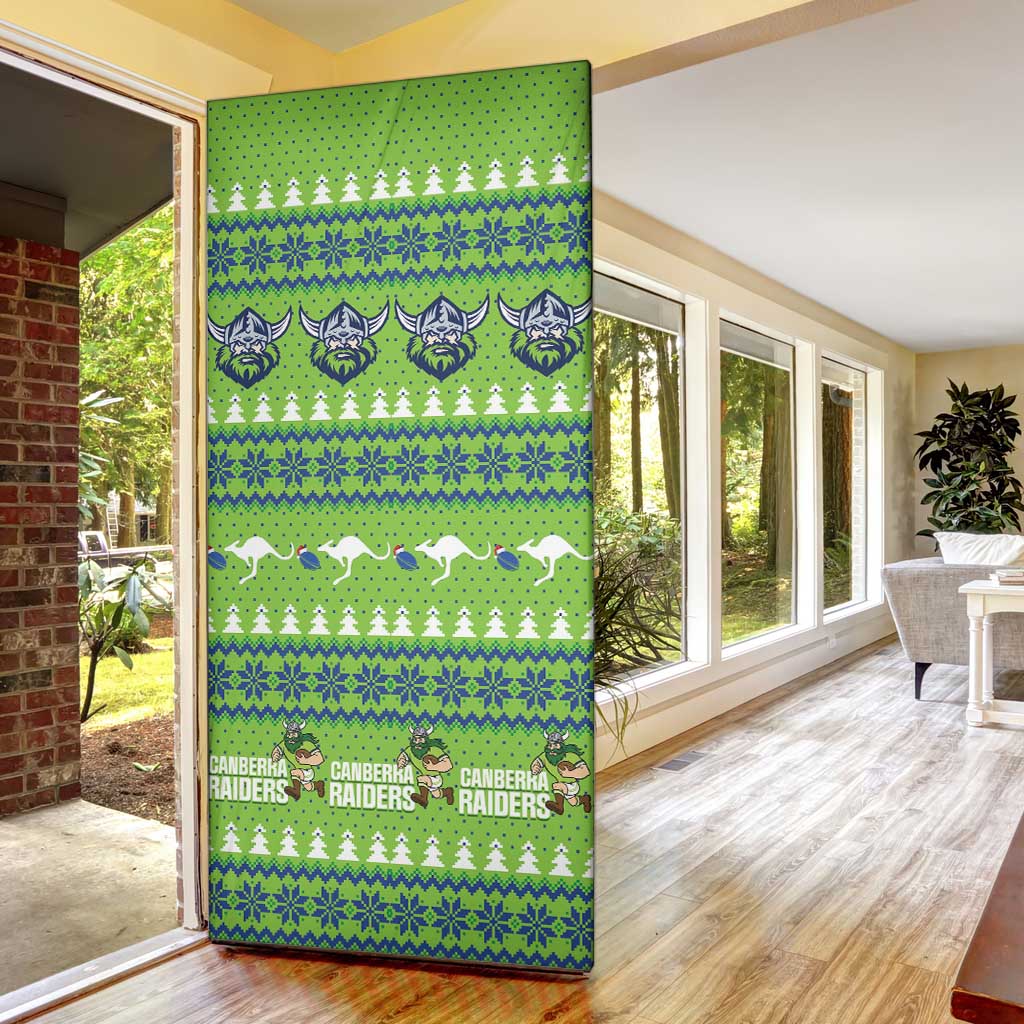 Raiders Rugby Christmas Door Cover Merry Xmas Canberra Cardigan Style - Aussie Hoodie