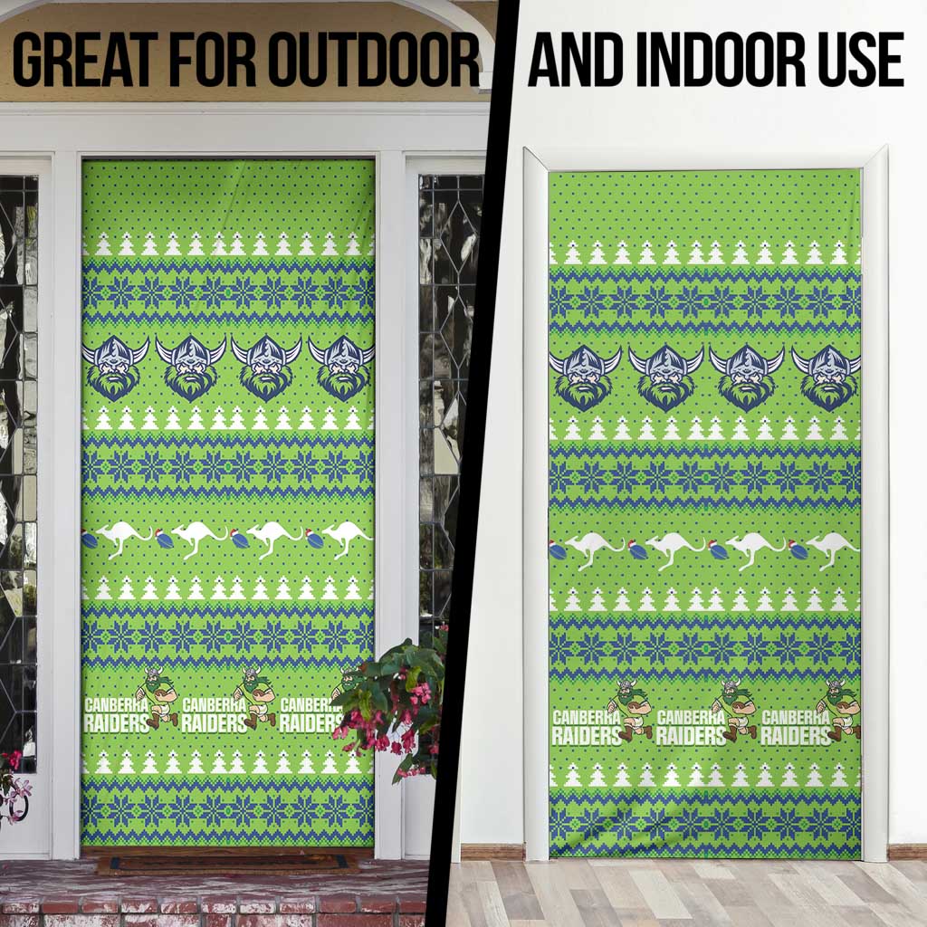 Raiders Rugby Christmas Door Cover Merry Xmas Canberra Cardigan Style - Aussie Hoodie