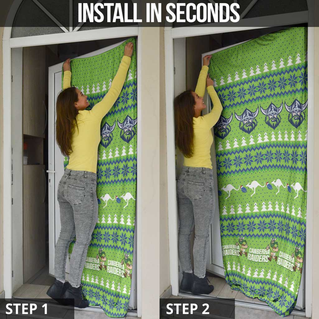 Raiders Rugby Christmas Door Cover Merry Xmas Canberra Cardigan Style - Aussie Hoodie