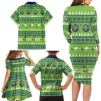 Raiders Rugby Christmas Family Matching Long Sleeve Bodycon Dress and Hawaiian Shirt Merry Xmas Canberra Cardigan Style - Aussie Hoodie