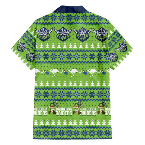 Raiders Rugby Christmas Family Matching Long Sleeve Bodycon Dress and Hawaiian Shirt Merry Xmas Canberra Cardigan Style - Aussie Hoodie