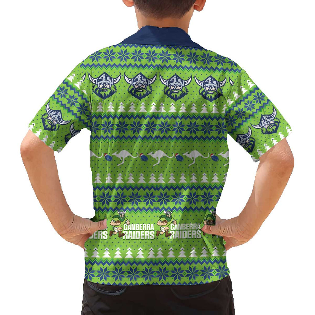 Raiders Rugby Christmas Family Matching Off The Shoulder Long Sleeve Dress and Hawaiian Shirt Merry Xmas Canberra Cardigan Style - Aussie Hoodie