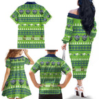 Raiders Rugby Christmas Family Matching Off The Shoulder Long Sleeve Dress and Hawaiian Shirt Merry Xmas Canberra Cardigan Style - Aussie Hoodie