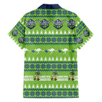 Raiders Rugby Christmas Family Matching Off The Shoulder Long Sleeve Dress and Hawaiian Shirt Merry Xmas Canberra Cardigan Style - Aussie Hoodie
