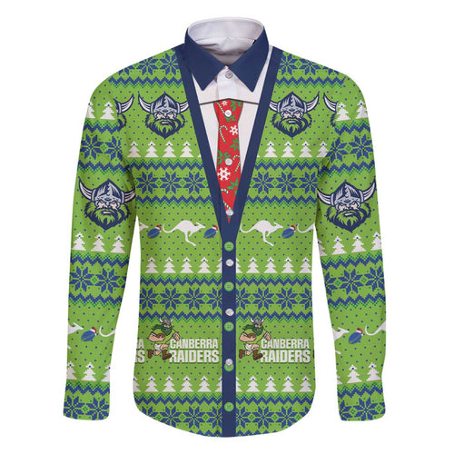 Raiders Rugby Christmas Family Matching Off The Shoulder Long Sleeve Dress and Hawaiian Shirt Merry Xmas Canberra Cardigan Style - Aussie Hoodie