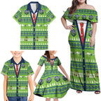 Raiders Rugby Christmas Family Matching Off Shoulder Maxi Dress and Hawaiian Shirt Merry Xmas Canberra Cardigan Style - Aussie Hoodie