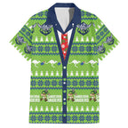 Raiders Rugby Christmas Family Matching Off Shoulder Maxi Dress and Hawaiian Shirt Merry Xmas Canberra Cardigan Style - Aussie Hoodie