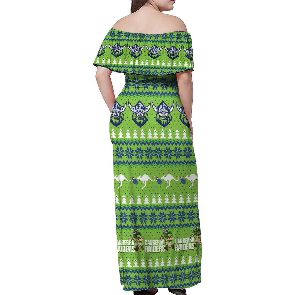 Raiders Rugby Christmas Family Matching Off Shoulder Maxi Dress and Hawaiian Shirt Merry Xmas Canberra Cardigan Style - Aussie Hoodie