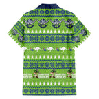 Raiders Rugby Christmas Family Matching Off Shoulder Short Dress and Hawaiian Shirt Merry Xmas Canberra Cardigan Style - Aussie Hoodie