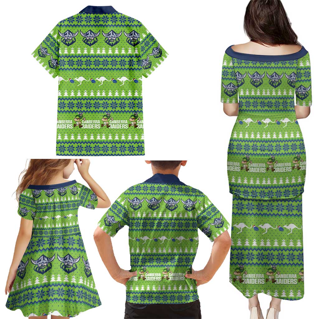 Raiders Rugby Christmas Family Matching Puletasi and Hawaiian Shirt Merry Xmas Canberra Cardigan Style - Aussie Hoodie