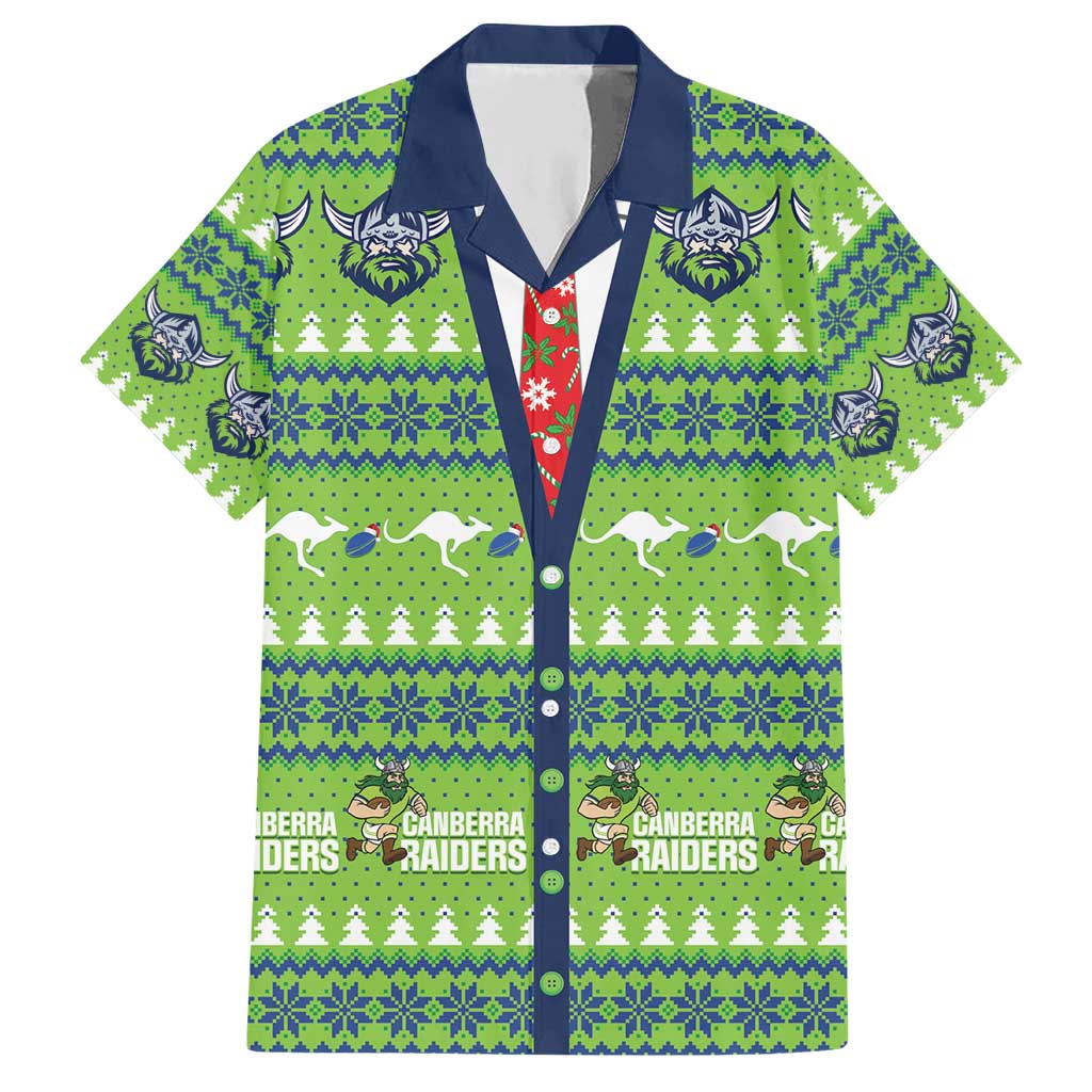 Raiders Rugby Christmas Family Matching Short Sleeve Bodycon Dress and Hawaiian Shirt Merry Xmas Canberra Cardigan Style - Aussie Hoodie