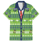 Raiders Rugby Christmas Family Matching Short Sleeve Bodycon Dress and Hawaiian Shirt Merry Xmas Canberra Cardigan Style - Aussie Hoodie