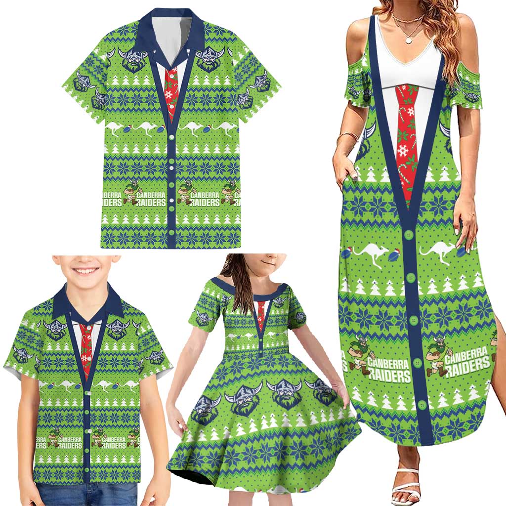 Raiders Rugby Christmas Family Matching Summer Maxi Dress and Hawaiian Shirt Merry Xmas Canberra Cardigan Style - Aussie Hoodie