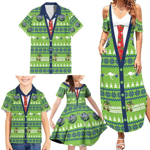 Raiders Rugby Christmas Family Matching Summer Maxi Dress and Hawaiian Shirt Merry Xmas Canberra Cardigan Style - Aussie Hoodie