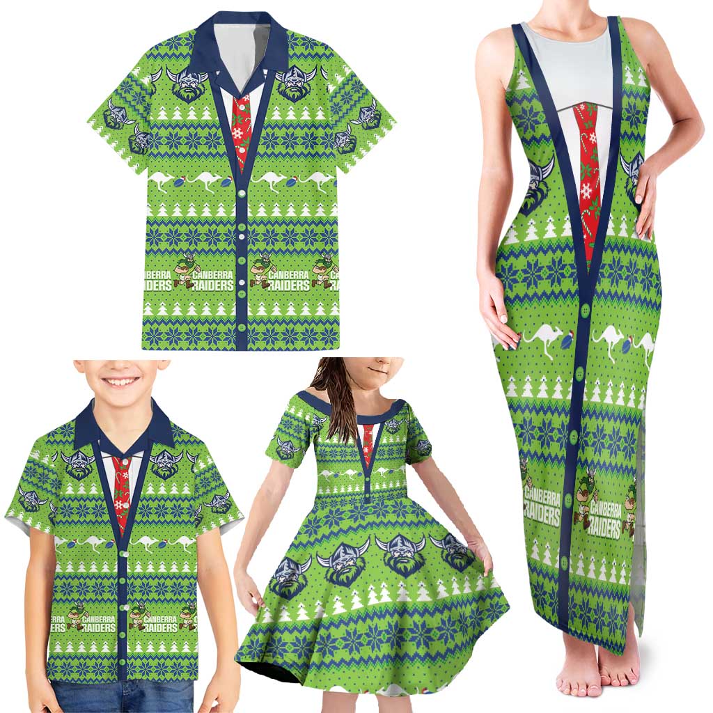 Raiders Rugby Christmas Family Matching Tank Maxi Dress and Hawaiian Shirt Merry Xmas Canberra Cardigan Style - Aussie Hoodie