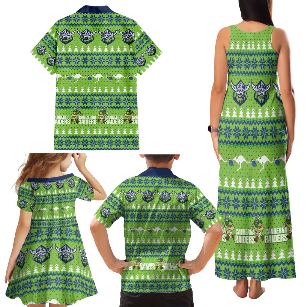 Raiders Rugby Christmas Family Matching Tank Maxi Dress and Hawaiian Shirt Merry Xmas Canberra Cardigan Style - Aussie Hoodie