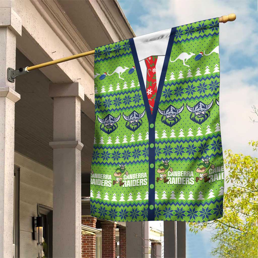 Raiders Rugby Christmas Garden Flag Merry Xmas Canberra Cardigan Style - Aussie Hoodie