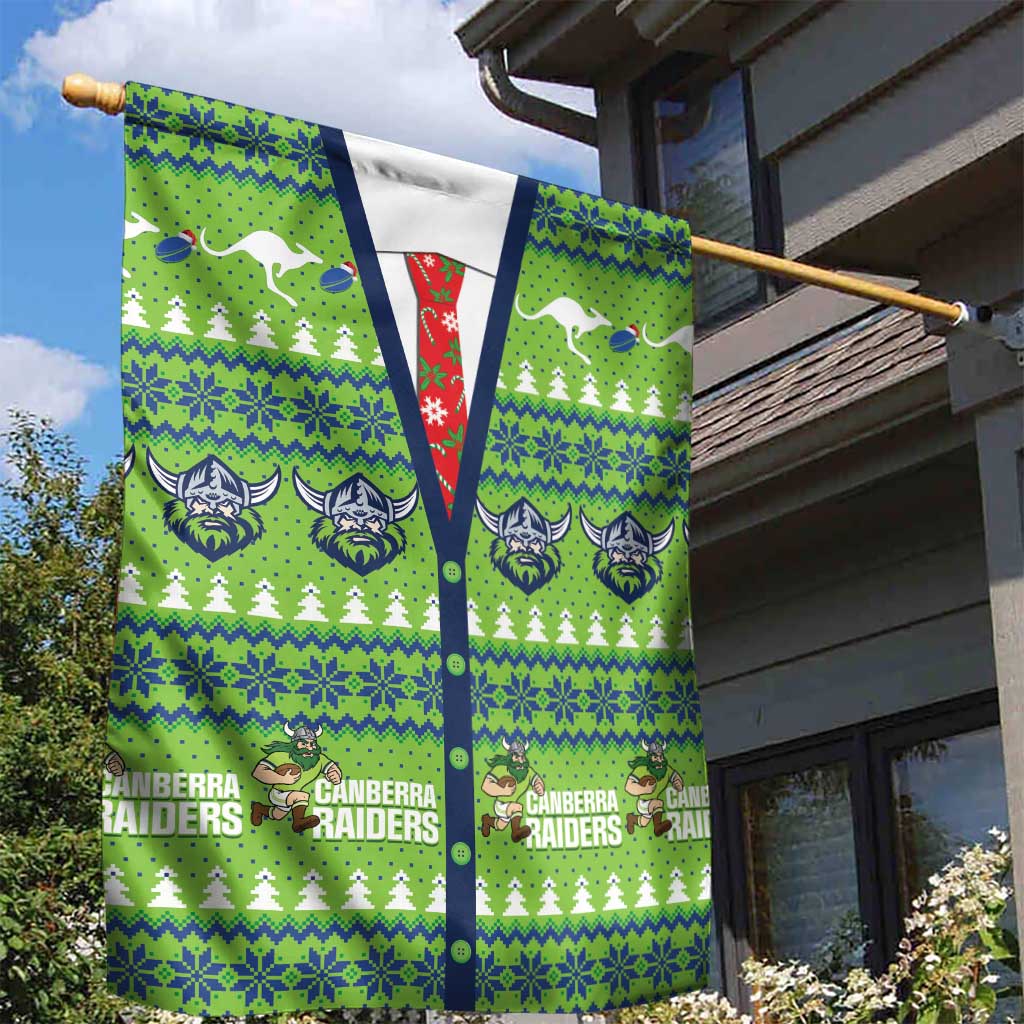 Raiders Rugby Christmas Garden Flag Merry Xmas Canberra Cardigan Style - Aussie Hoodie