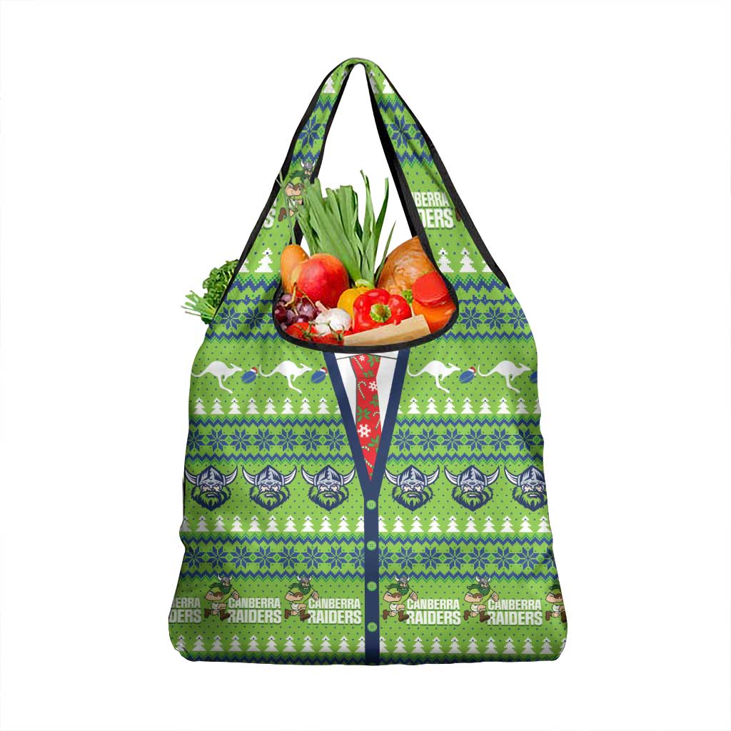 Raiders Rugby Christmas Grocery Bag Merry Xmas Canberra Cardigan Style - Aussie Hoodie