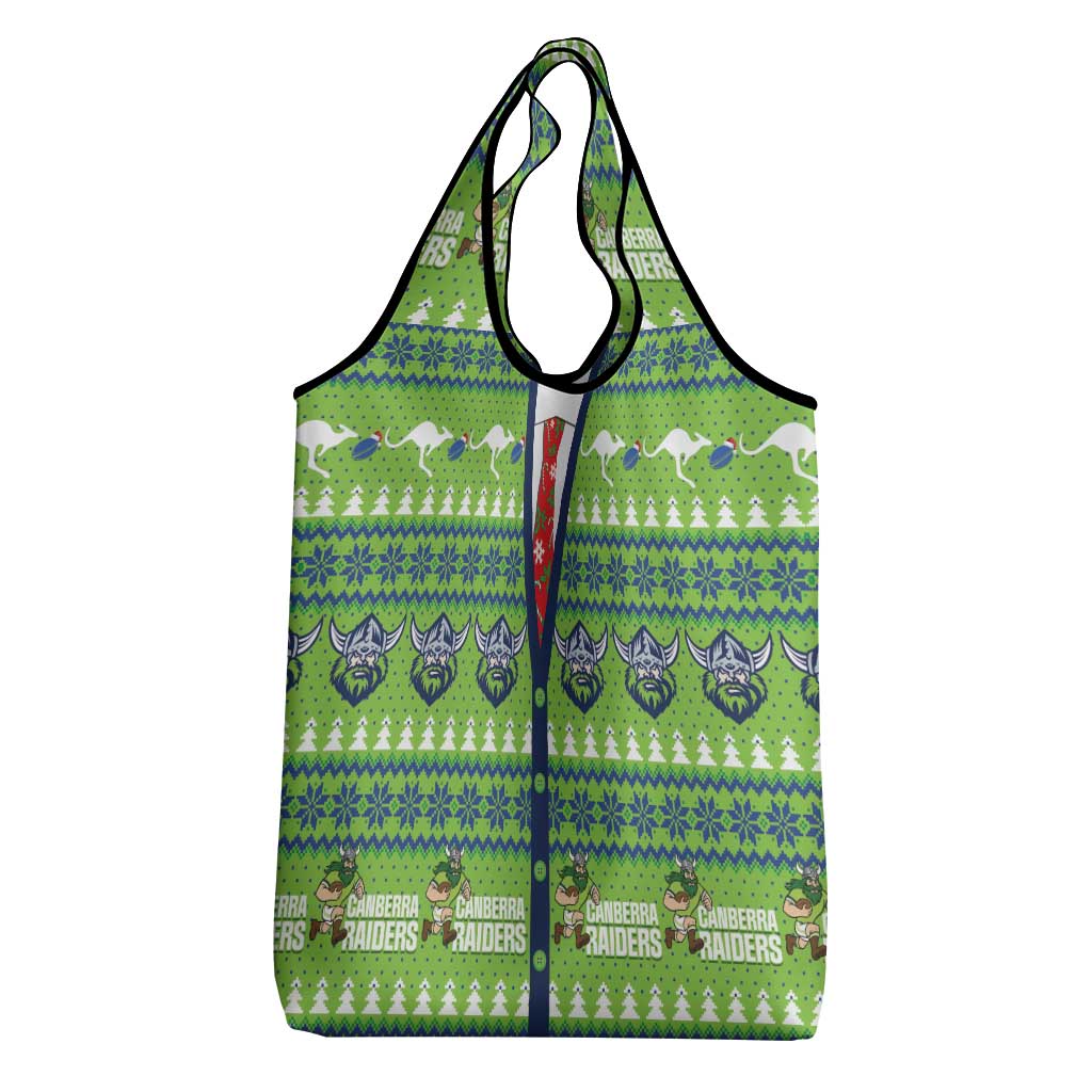 Raiders Rugby Christmas Grocery Bag Merry Xmas Canberra Cardigan Style - Aussie Hoodie