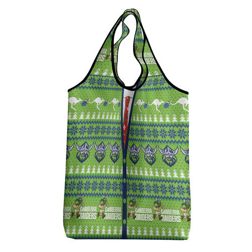 Raiders Rugby Christmas Grocery Bag Merry Xmas Canberra Cardigan Style - Aussie Hoodie