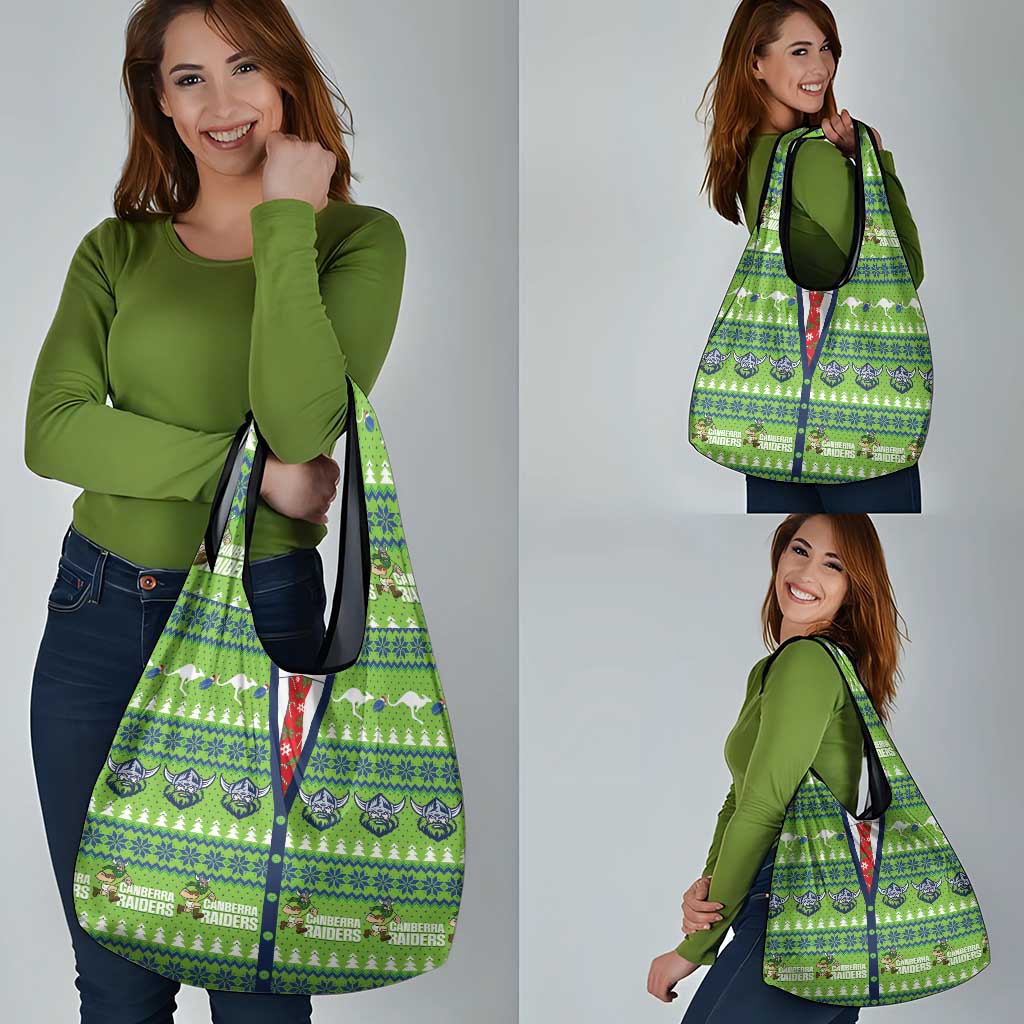 Raiders Rugby Christmas Grocery Bag Merry Xmas Canberra Cardigan Style - Aussie Hoodie
