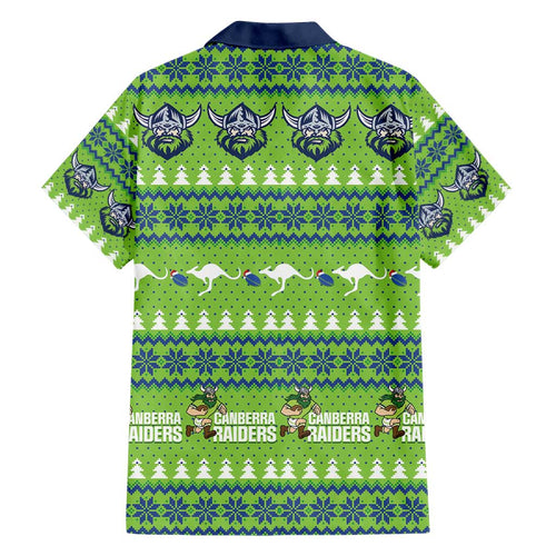Raiders Rugby Christmas Hawaiian Shirt Merry Xmas Canberra Cardigan Style - Aussie Hoodie