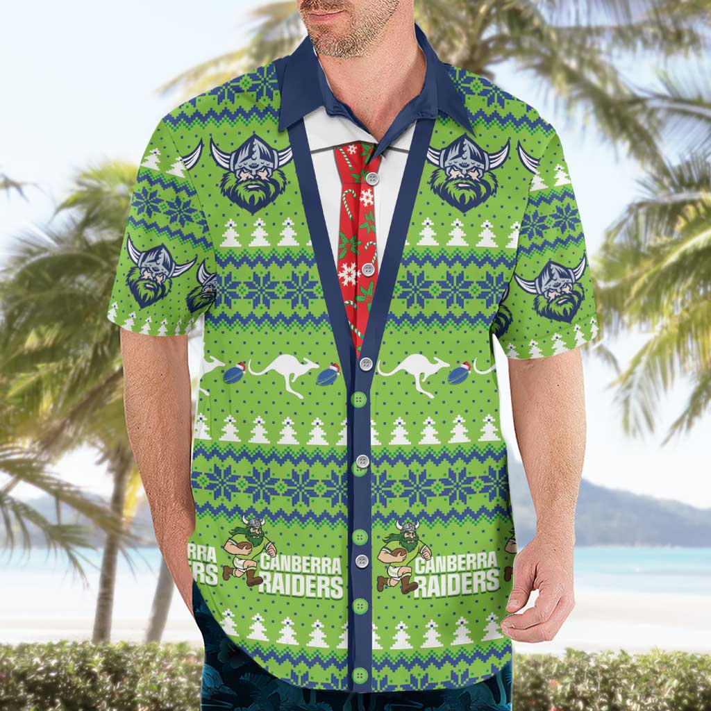 Raiders Rugby Christmas Hawaiian Shirt Merry Xmas Canberra Cardigan Style - Aussie Hoodie
