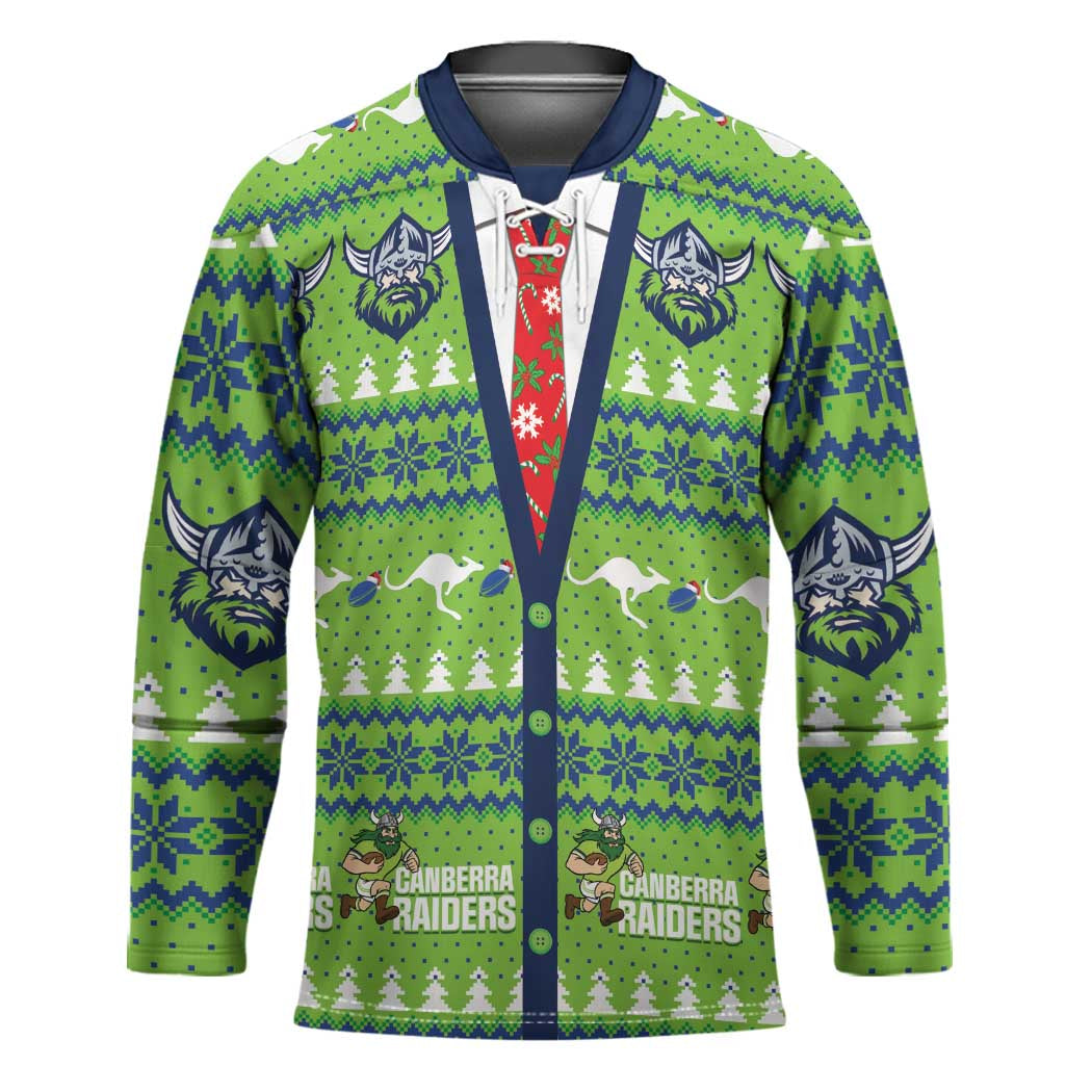 Raiders Rugby Christmas Hockey Jersey Merry Xmas Canberra Cardigan Style - Aussie Hoodie