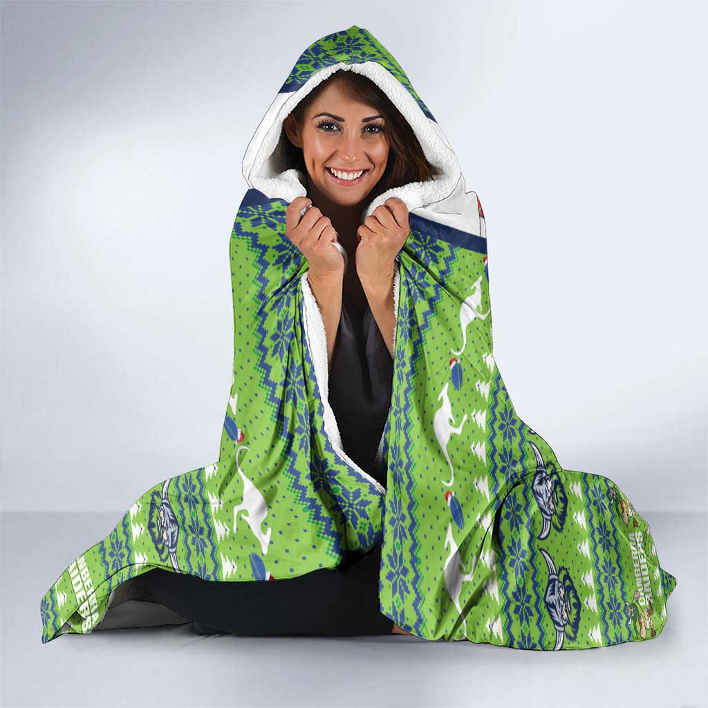 Raiders Rugby Christmas Hooded Blanket Merry Xmas Canberra Cardigan Style - Aussie Hoodie