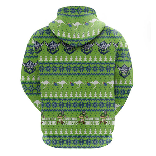 Raiders Rugby Christmas Hoodie Merry Xmas Canberra Cardigan Style - Aussie Hoodie