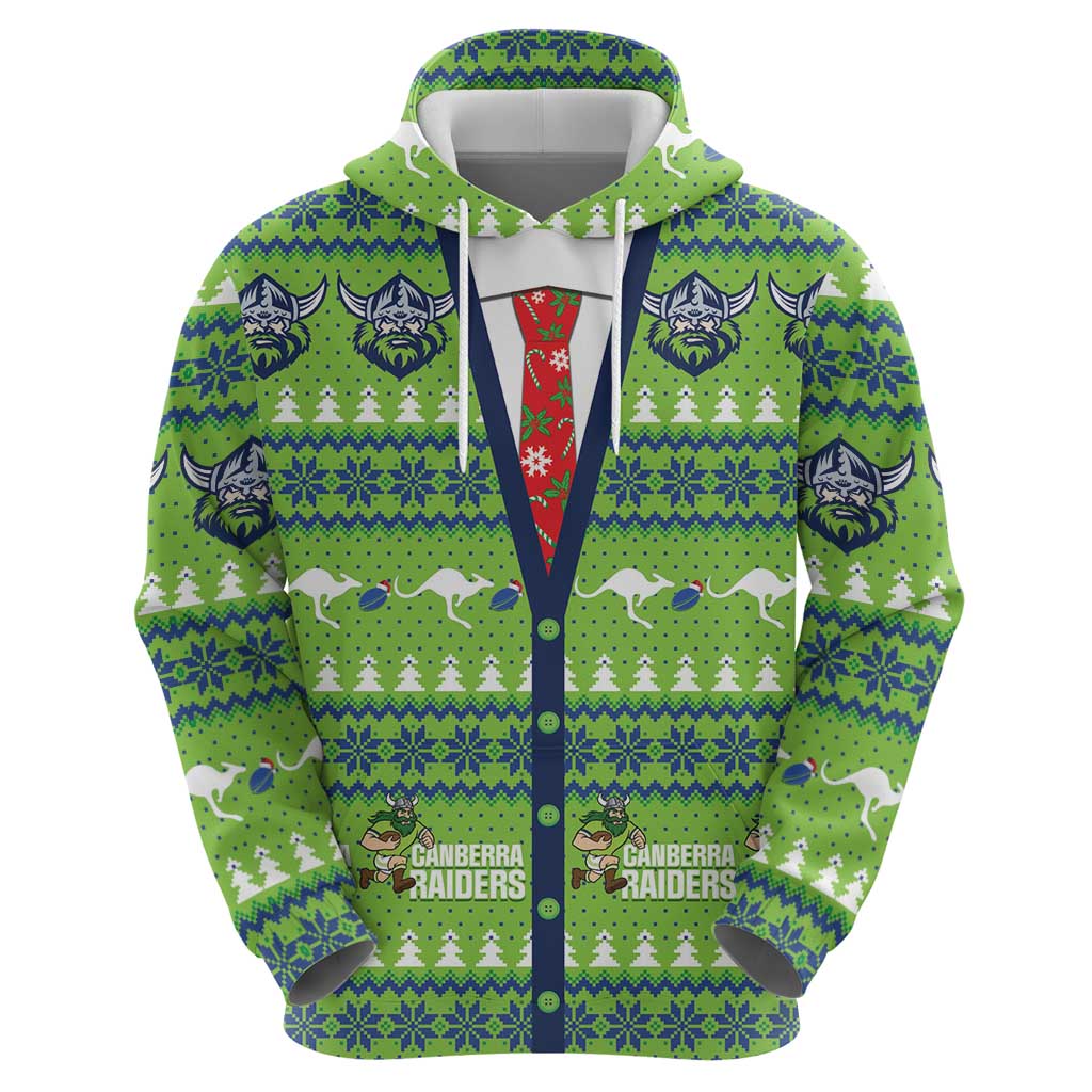 Raiders Rugby Christmas Hoodie Merry Xmas Canberra Cardigan Style - Aussie Hoodie
