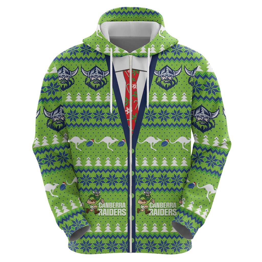 Raiders Rugby Christmas Hoodie Merry Xmas Canberra Cardigan Style - Aussie Hoodie