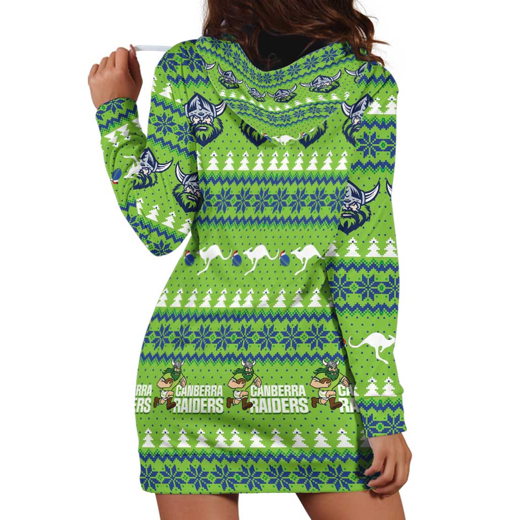 Raiders Rugby Christmas Hoodie Dress Merry Xmas Canberra Cardigan Style - Aussie Hoodie