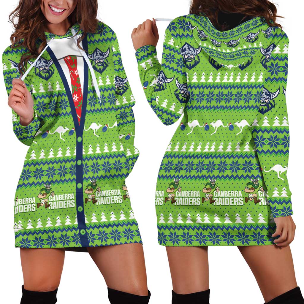 Raiders Rugby Christmas Hoodie Dress Merry Xmas Canberra Cardigan Style - Aussie Hoodie