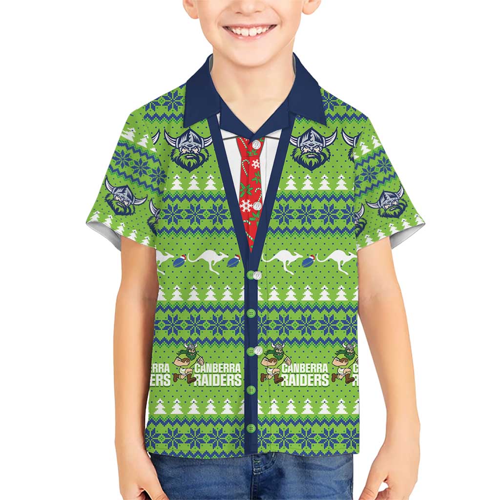 Raiders Rugby Christmas Kid Hawaiian Shirt Merry Xmas Canberra Cardigan Style - Aussie Hoodie