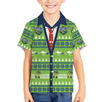 Raiders Rugby Christmas Kid Hawaiian Shirt Merry Xmas Canberra Cardigan Style - Aussie Hoodie