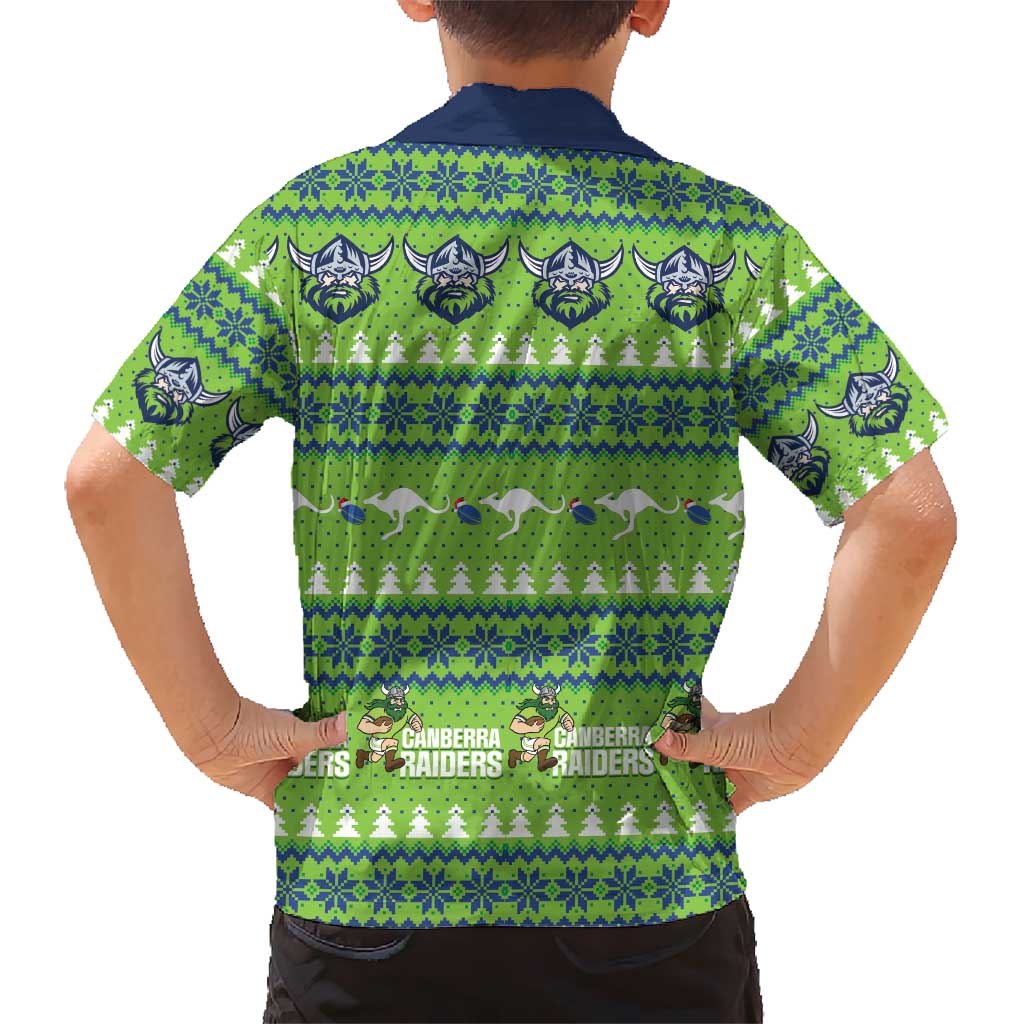 Raiders Rugby Christmas Kid Hawaiian Shirt Merry Xmas Canberra Cardigan Style - Aussie Hoodie