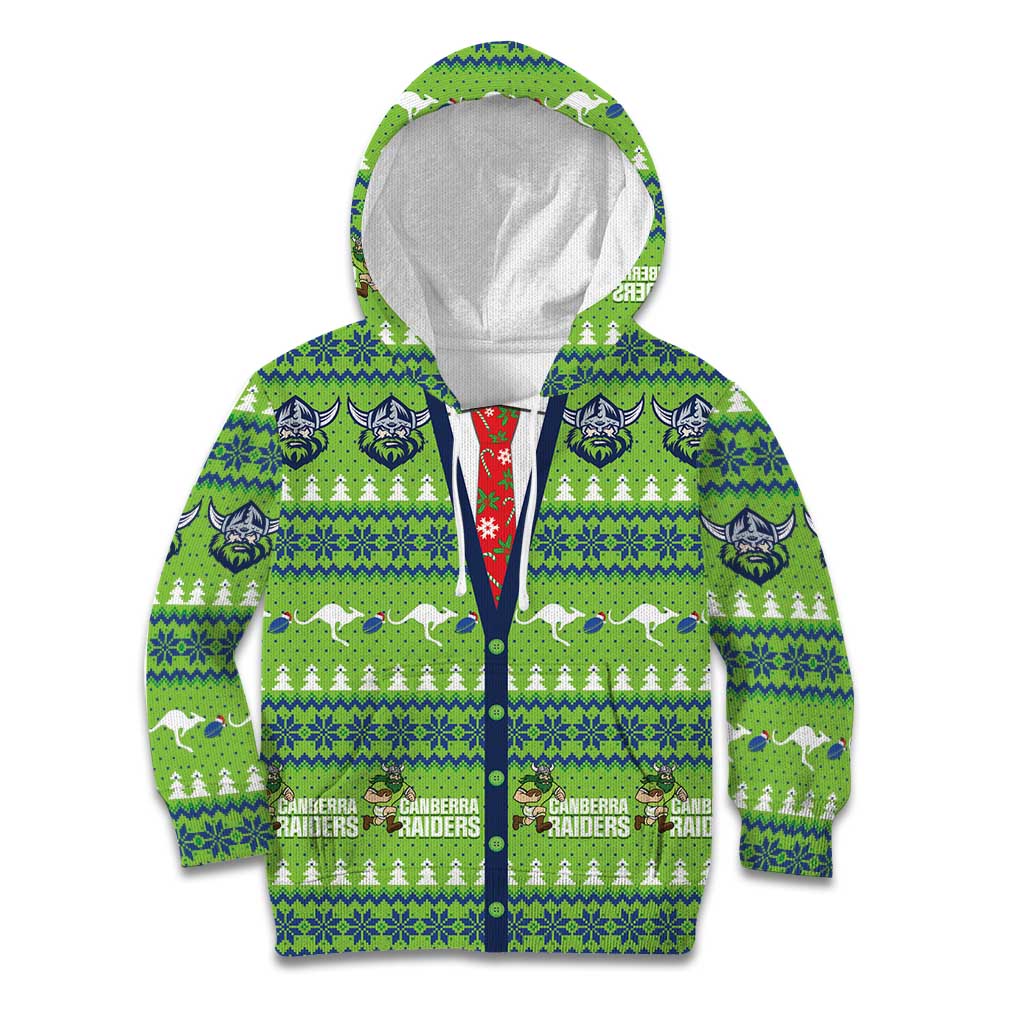 Raiders Rugby Christmas Kid Hoodie Merry Xmas Canberra Cardigan Style - Aussie Hoodie