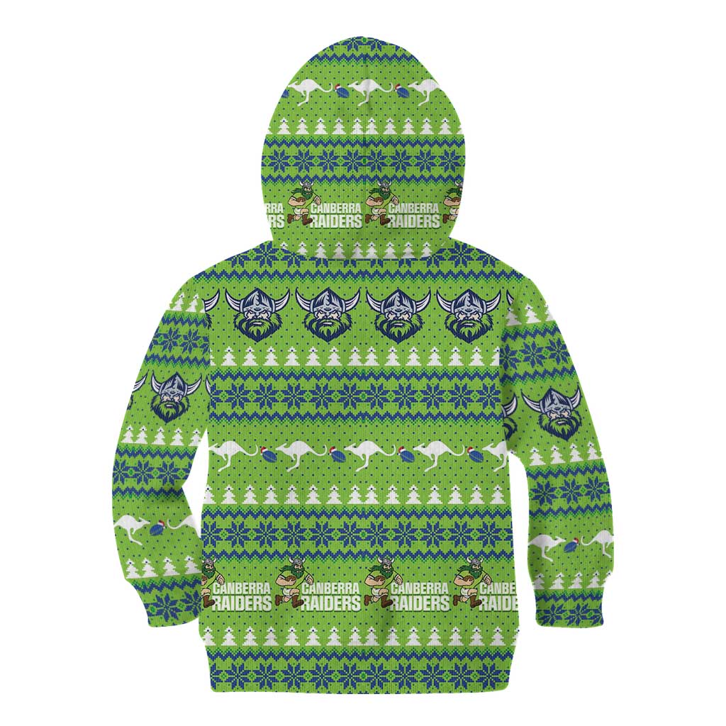 Raiders Rugby Christmas Kid Hoodie Merry Xmas Canberra Cardigan Style - Aussie Hoodie