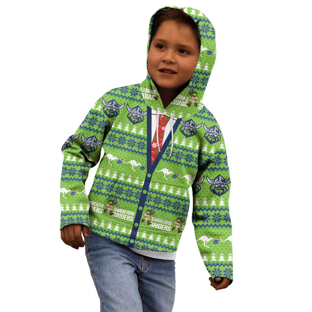 Raiders Rugby Christmas Kid Hoodie Merry Xmas Canberra Cardigan Style - Aussie Hoodie
