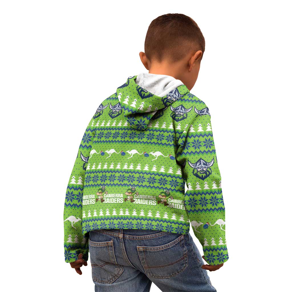 Raiders Rugby Christmas Kid Hoodie Merry Xmas Canberra Cardigan Style - Aussie Hoodie